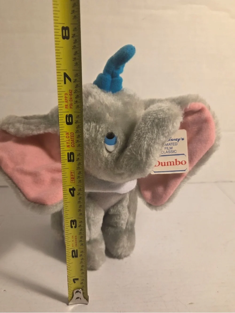 Walt Disney Animated Film Classic Dumbo Plush Vintage  8” Stuffed Animal w/ Tags